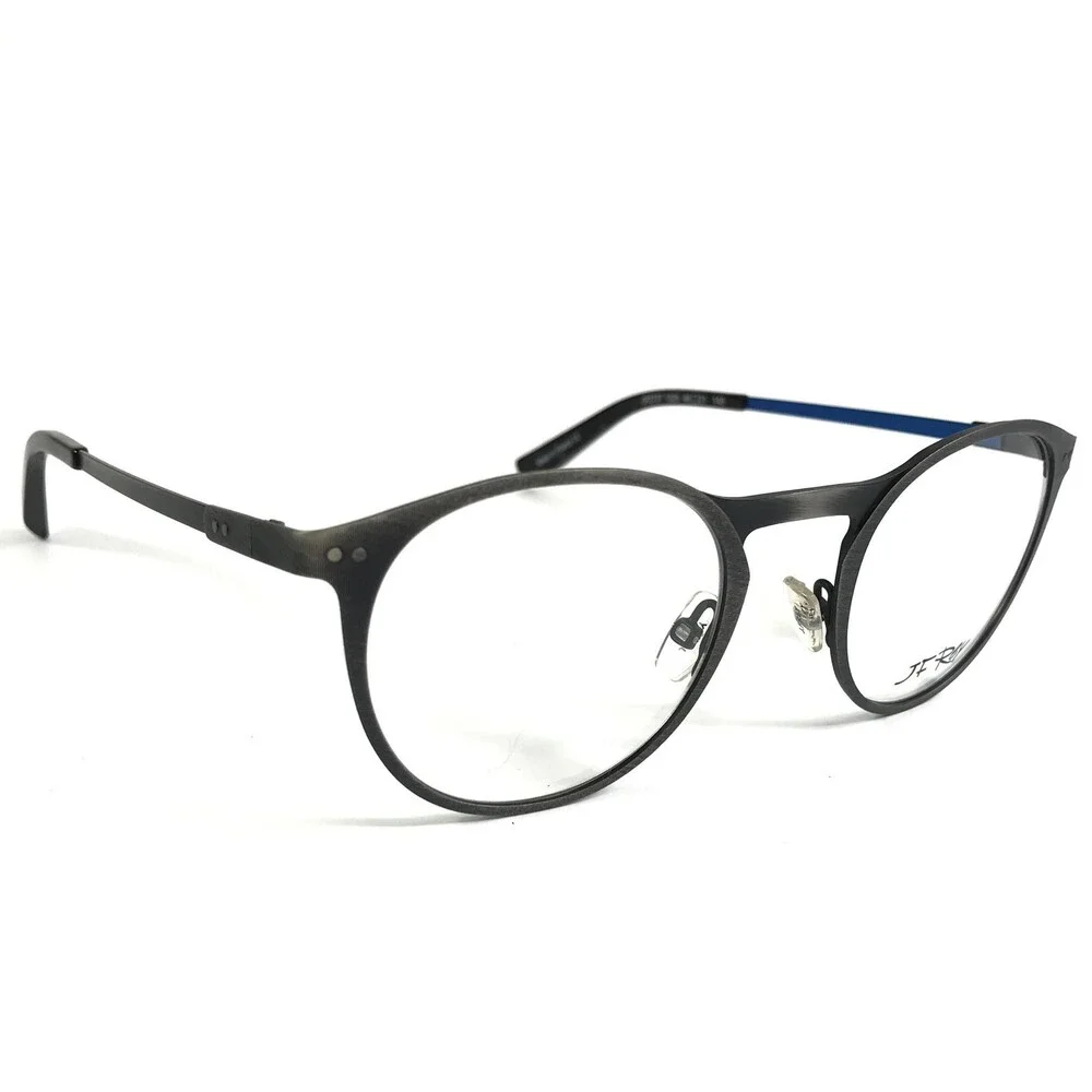 JF Rey Eyeglasses Frames JF2737 1320 Silver Brushed Blue Round 46-21-145